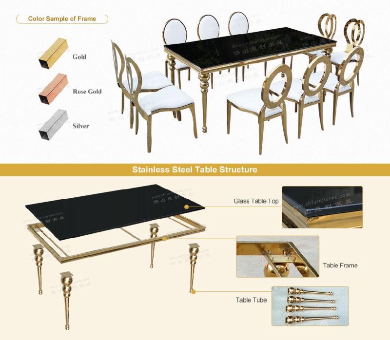 Hyc-St54 Hot Sale Black Glass Dining Room Banquet Table for Wedding