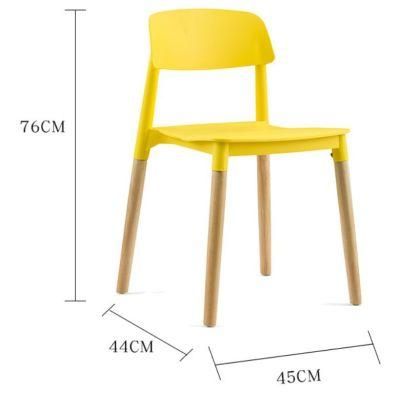 Simple Stackable PP Plastic Chair with Wooden Leg for Apartment