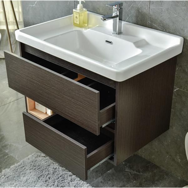 Coffee Modern Hotel Single Sink Sanitary Ware Wall Cabinet Bathroom Vanity