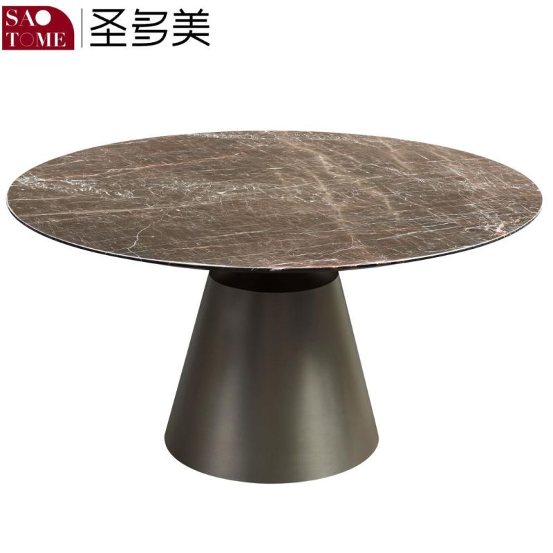 Deluxe Paint Hardware Brown Pearl Dining Table Without Turntable