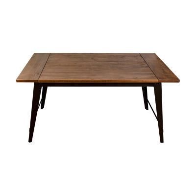 Vintage Solid Wood Steel Frame Dining Table Computer Writing Reading Study Table Raw Wood Dining Table