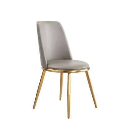 Modern Home Furniture Office Golden Plated Legs Leather Dining Chairs