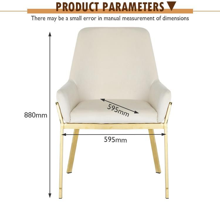 Modern Hotel Comfortable Restaurant Gold Legs High Back Velvet Dining Chair