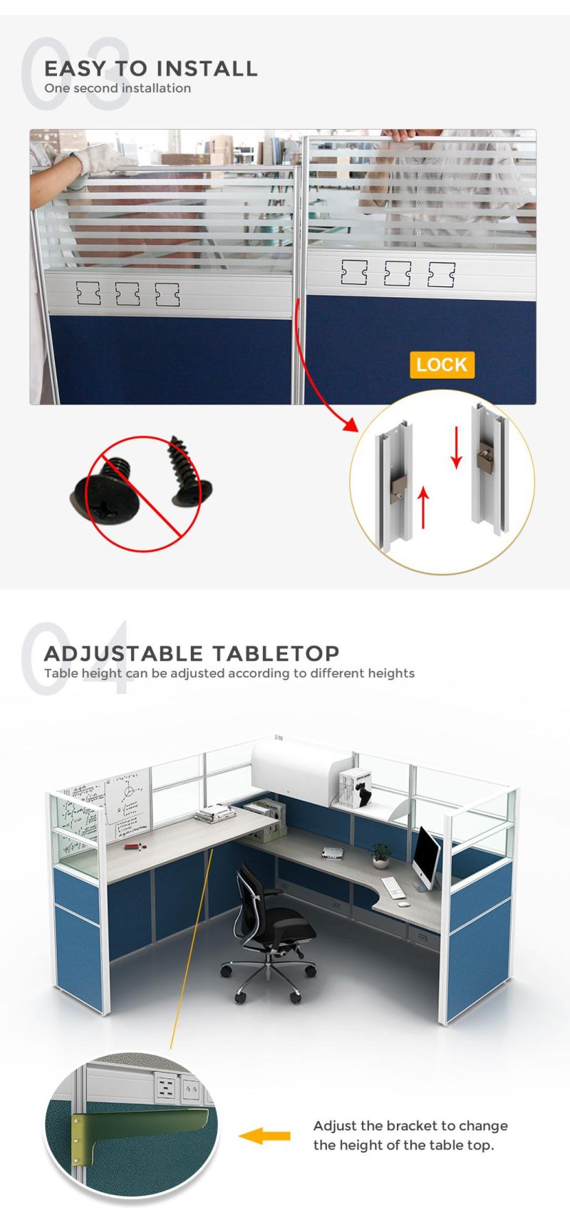 Panel System Dividers Aluminum Partitions Office Cubicle Partition Round Workstation Office Furniture