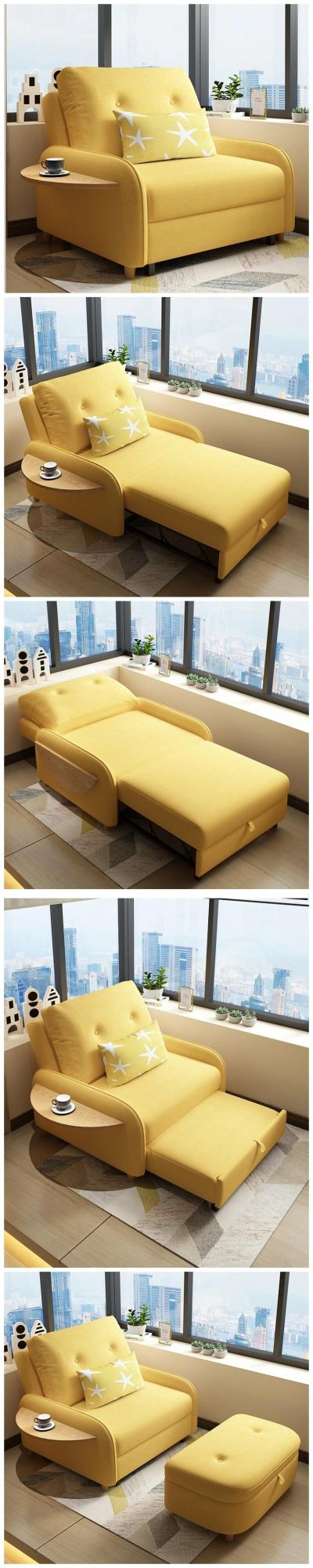 Multifunctional Sofa Bed Living Room Bedroom Study Dual-Use Small Apartment Foldable Net Red Small Sofa