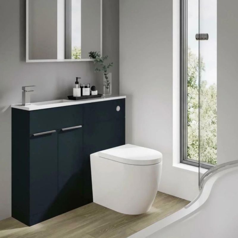 Toilet and Bathroom Vanity Unit Combined Basin Sink Furniture Indigo Blue