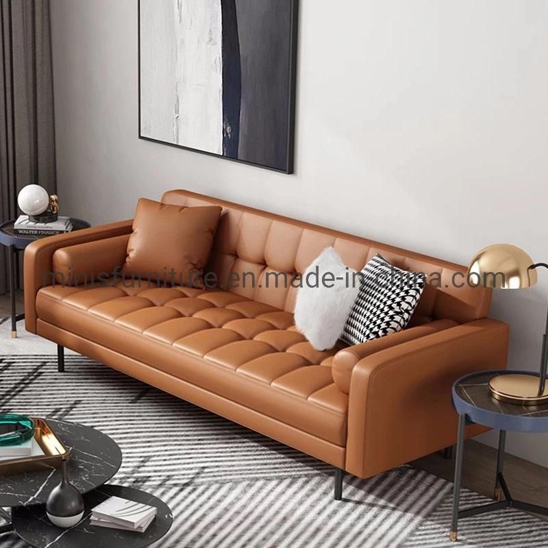 (MN-SF83) Modern Home Living Room Furniture Good Leather Latex/Sponge Sofa for Small House