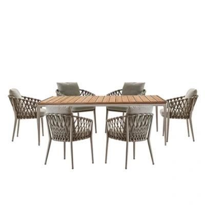 Balcony Table and Chair Rope Woven Chair Three-Piece Small Table Coffee Table Combination Outdoor Leisure Chair Modern Coffee Shop Chair