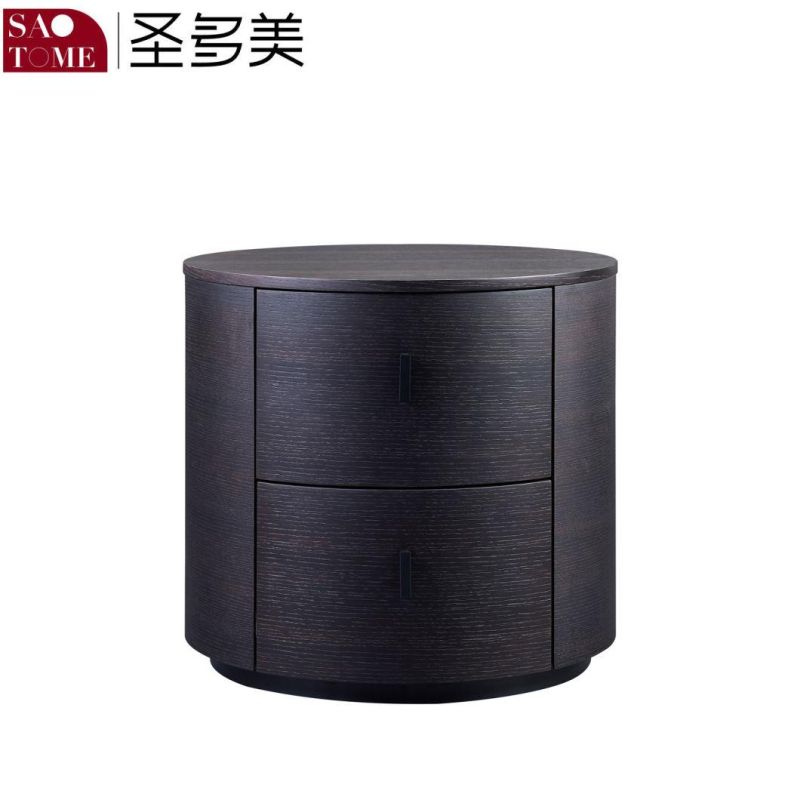 Light Luxury Bedside Table Modern Bedroom Simple Round Walnut Nightstand