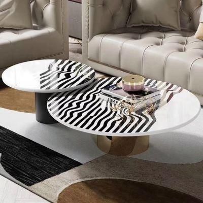 Home Furniture Stainless Steel Marble Sintered Stone Tea Table