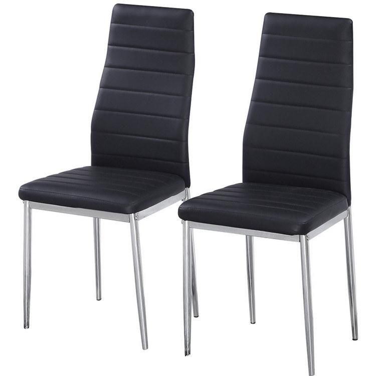 Hot Selling Cheap Chair Black Chrome Plated Metal Legs PU High Back Dining Chairs Furniture