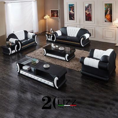 High End Quality Genuine Leather Leisure Living Room Sofa Modern Home Furniture Set with Coffee Table