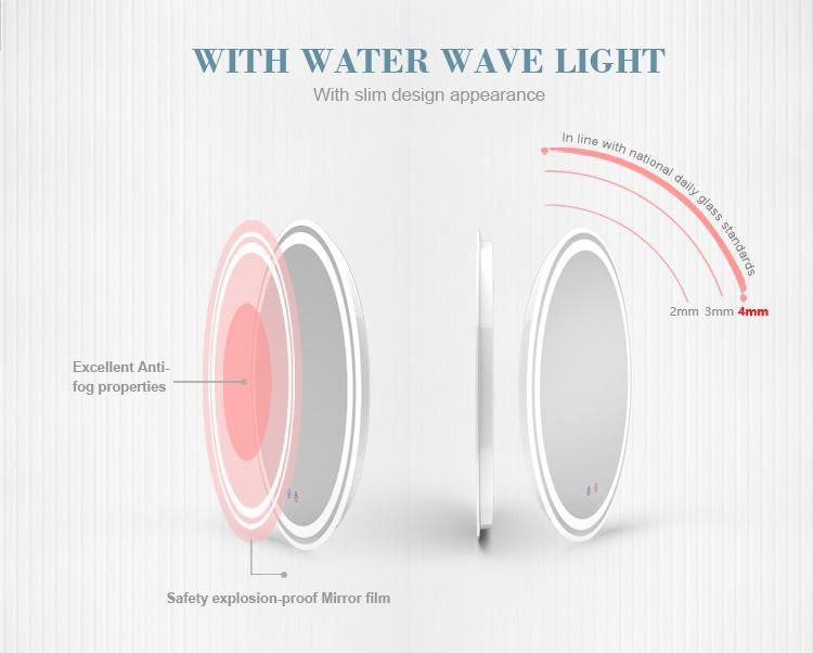 Round Frameless Backlit Bathroom Vanity Mirror with Dimmable Color