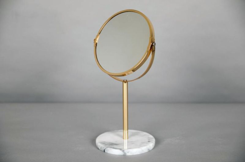 Luxury Modern Round Standing Marble Pedestal Makeup Mirrors for Dressing Table in Home and Hotel