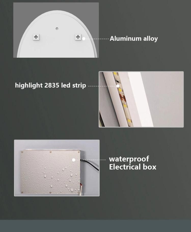 Factory Wall Touch Screen Anti-Fog LED Lights Oval Bathroom Mirror