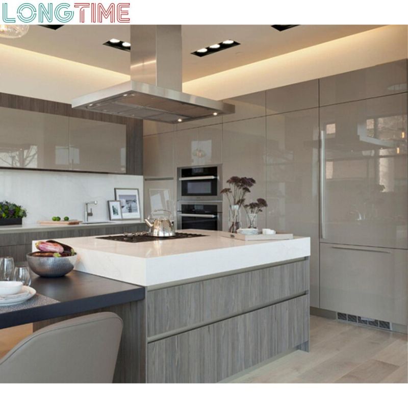 Floating Kitchen Island and Marble Dubai Kitchen Cabinet