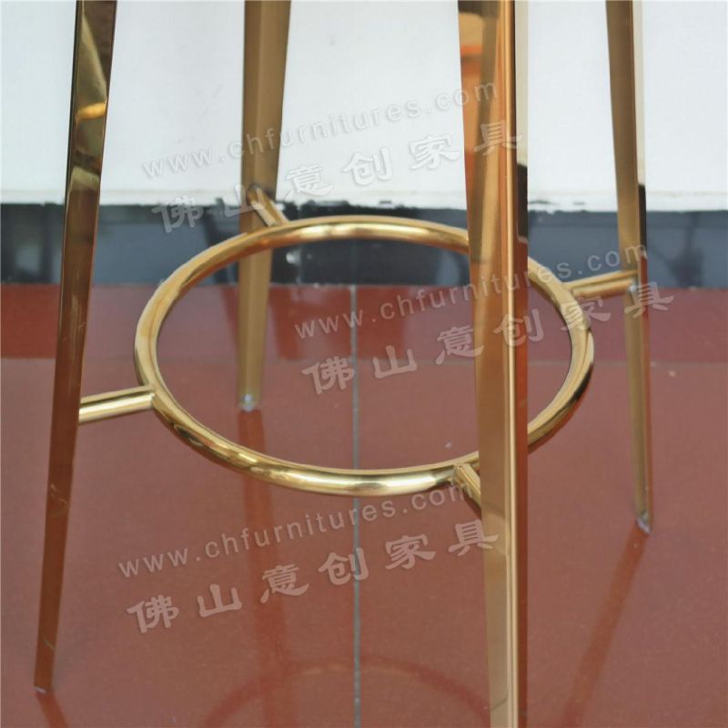 Modern Wedding Bar Furniture PU Leather Golden Stainless Steel High Chair