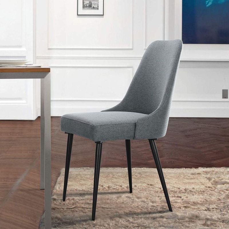 Free Sample Big Gray Malaysia Armrst Light Beige Chromed Leg Fabric Dining Chair with Fabric Ca117 Chaise Lounge Chair Dining