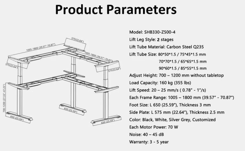 Dustproof and Waterproof Design Height Adjustable Electric Standing Desk