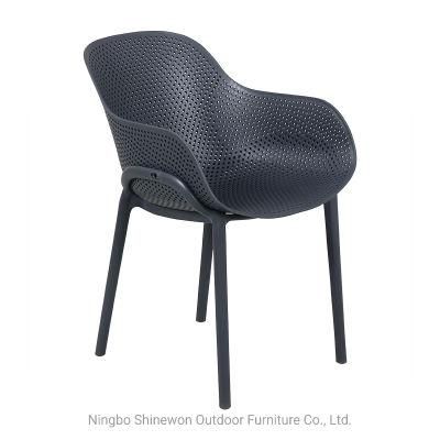 Wholesale Outdoor Furniture Modern Style Garden Furniture Erie Plastic Chair Eco-Friendly PP Armrest Dining Chair