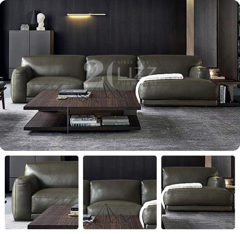 Leisure Modern Home Genuine Leather Furniture L Shape Sofa Set