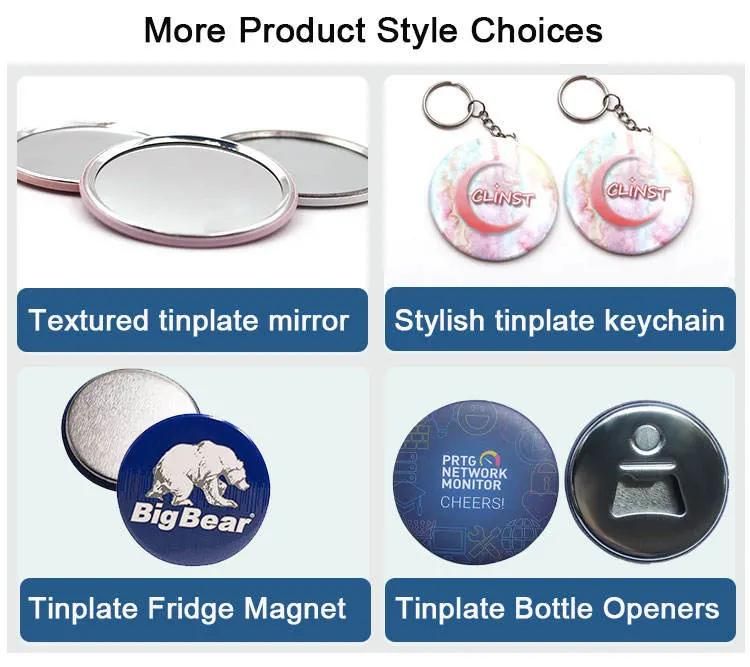 Customized Cute Button Pin Small Mirror Hand Mirror Custom Pocket Makeup Mirror
