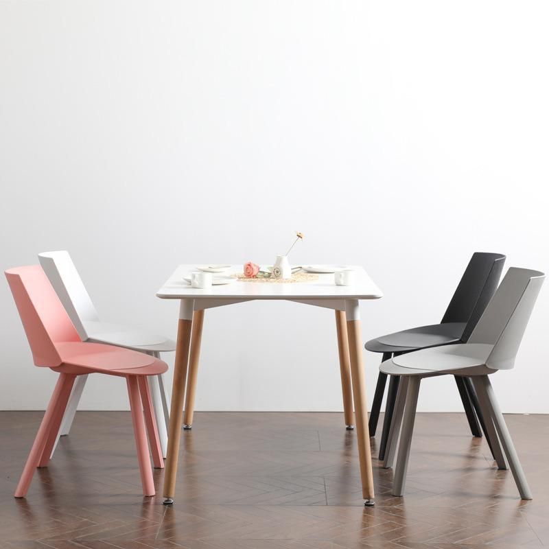 Nordic Style Hot Selling Modern Simple Design Full Plastic PU Cushion Macron Color Dining Chair