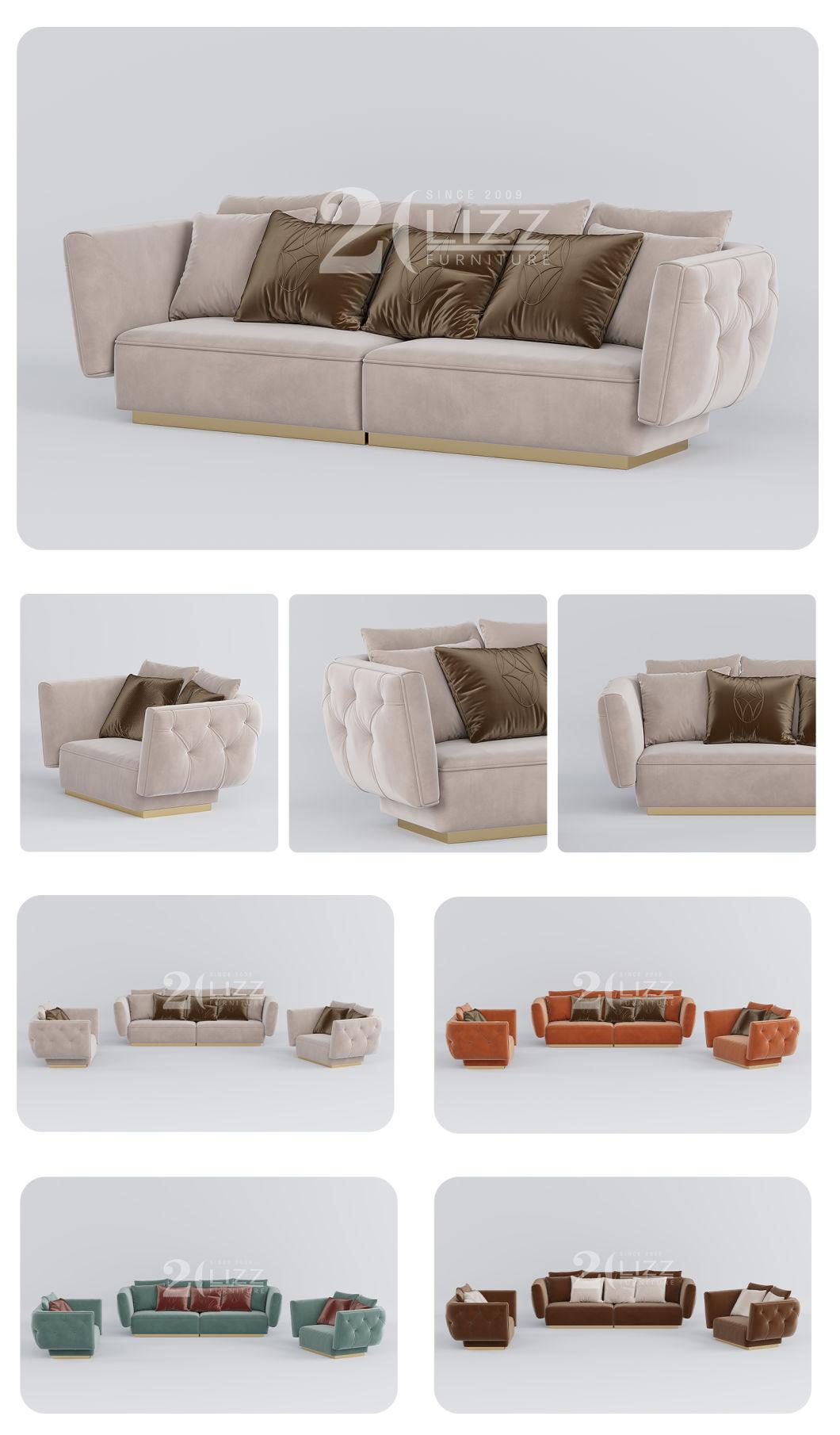 European Modern Style Velvet Home Furniture Leisure Sectional Fabric Sofa with High Quality