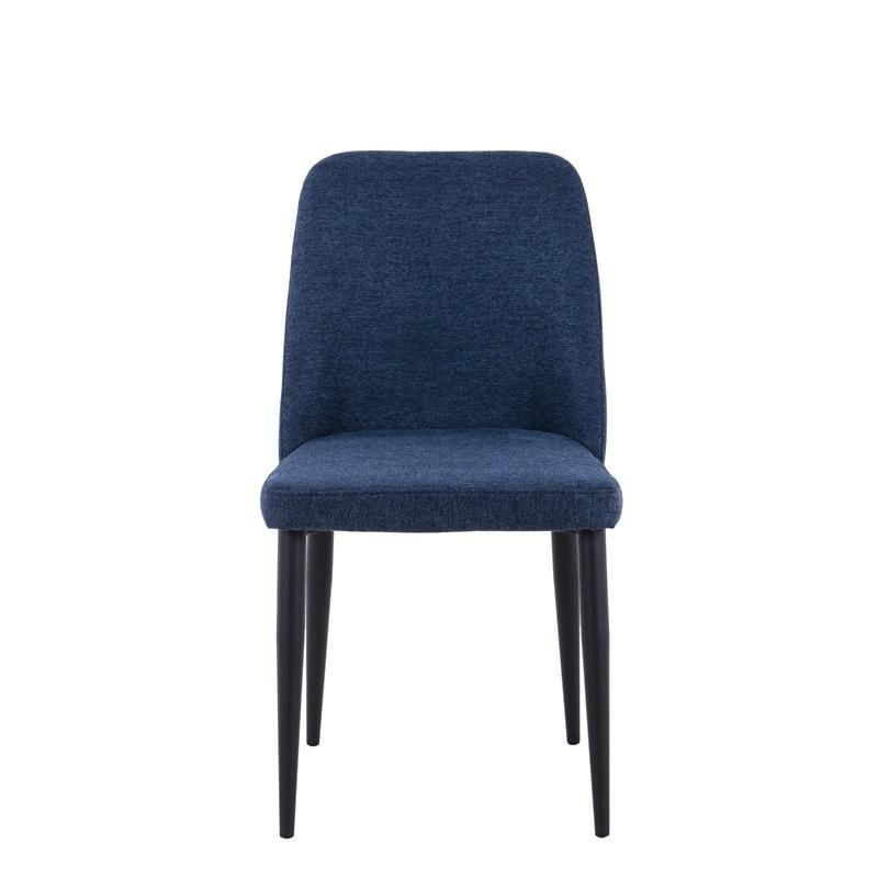 Modern Home Restaurant Kitchen Furniture Fabric High Density Sponge Upholstered Dining Chair with Metal Legs