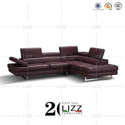 Direct Sale Modern Good Quality Home Furniture Living Room European Genuine Leather Rose Red Sofa