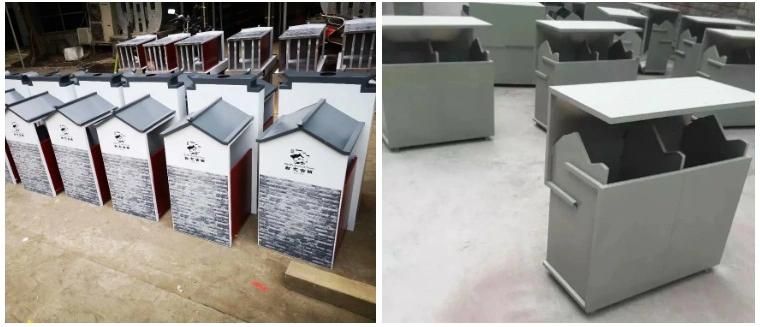 Outdoor Waterproof Modern Commercial Advertising Cleaning Pedal Metal Trash Bins and Recycle Dust Bins