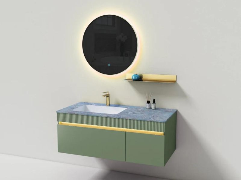 Light Grey 2022 New Design Melamine Bathroom Furniture with LED Mirror