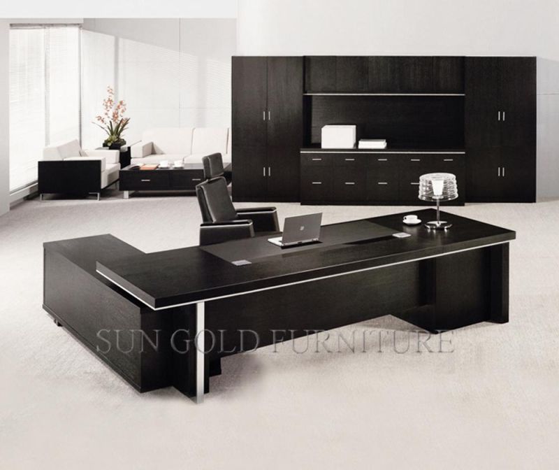 (SZ-OD060) Modern Chinese Office Furniture Panel Black Executive Desk Table