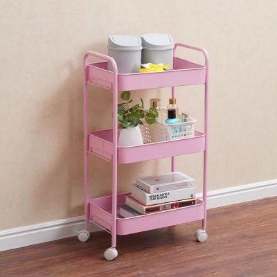 Bathroom Storage Cart 3 Tier Plastic Trolley Slide Mobile Storage Shelf