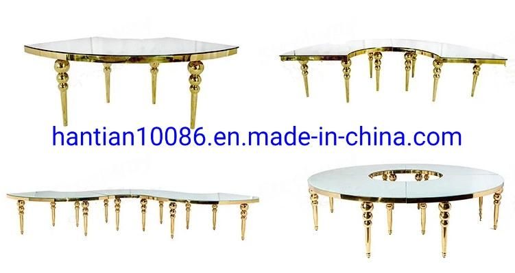 Hotel Lobby Furniture Event Dining Stainless Steel Gold Round Wedding Table