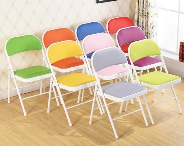 Hot Selling Metal Frame Multi-Color Wedding Party Folding Chair with PU Cushion