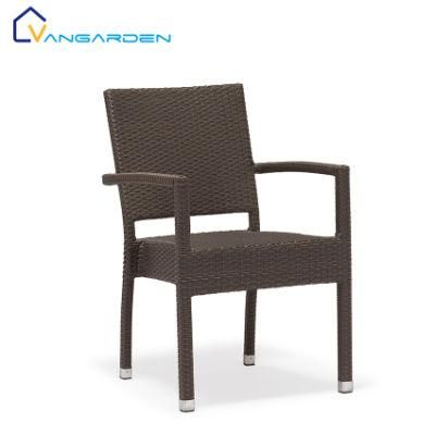 Aluminum Woven Wicker Chair Rattan Modern Cafe Outdoor Furniture with Arm