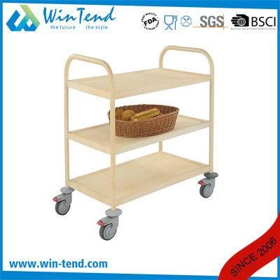 Hotel Supplier Stainless Steel Wooden Serving Trolley for Kitchen