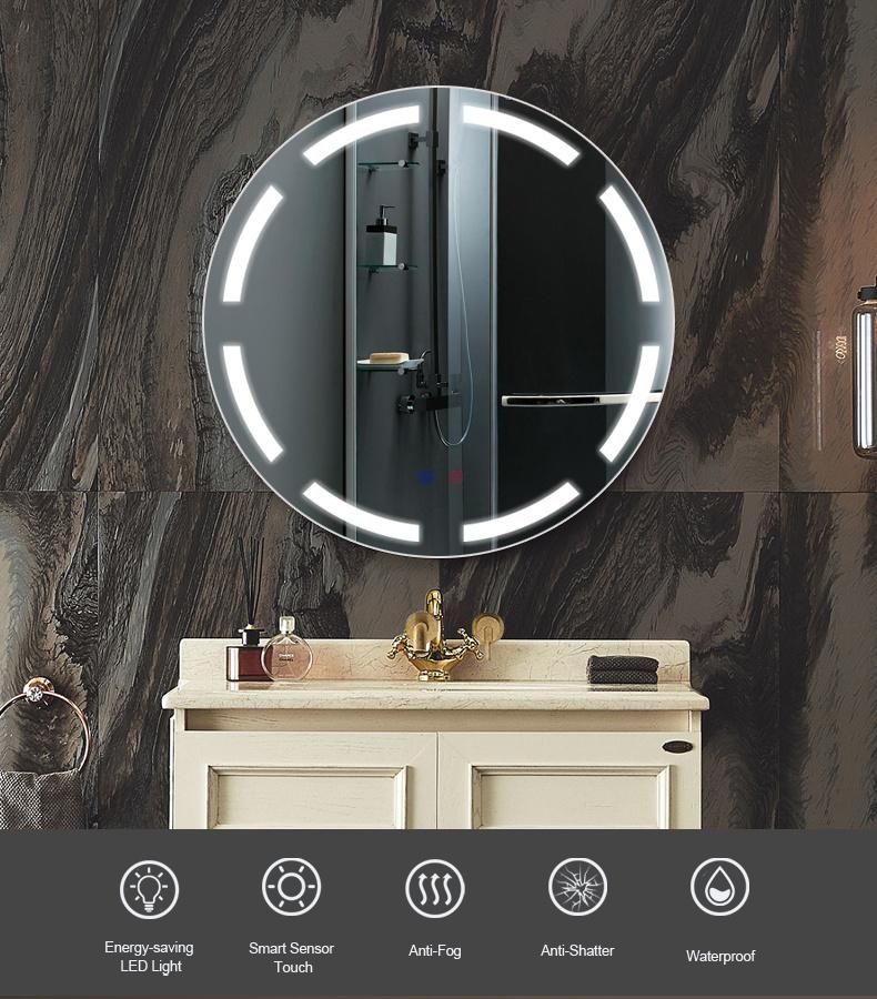 Fashion Home Round Backlit LED Decorative Bath Wall Mirror