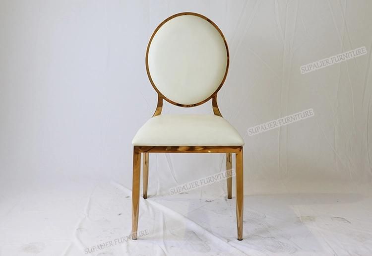 Round Back Stainless Steel Wedding Chair with MDF Dining Table