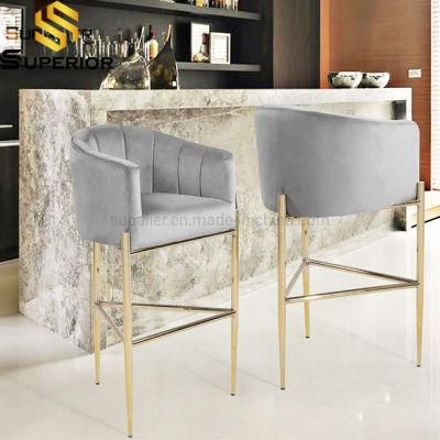 Home Furniture Kitchen Used Metal Frame Bar Stools with Backrest