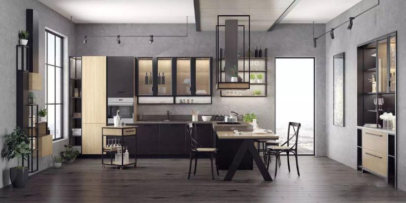 European Style 3D/4D Design Kitchen Cabinets with Aluminum Frame Glass Design Kitchen Cabinet