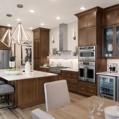 Brown Modern Kitchen Cabinets Made in China Factory Supply Directly