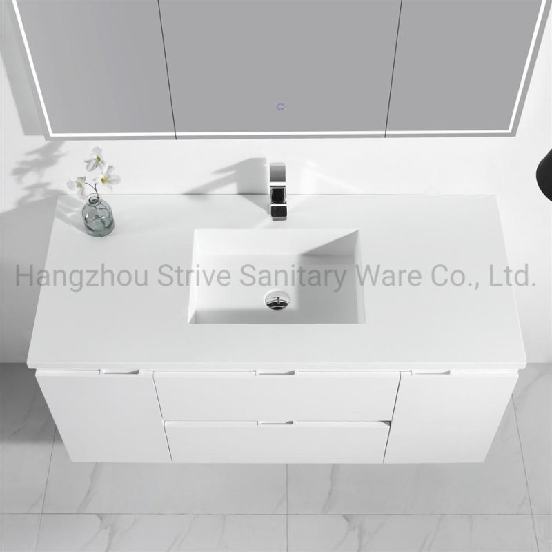 Modern White Bathroom Vanity Basin Cabinet with LED Mirror Bathroom Furniture