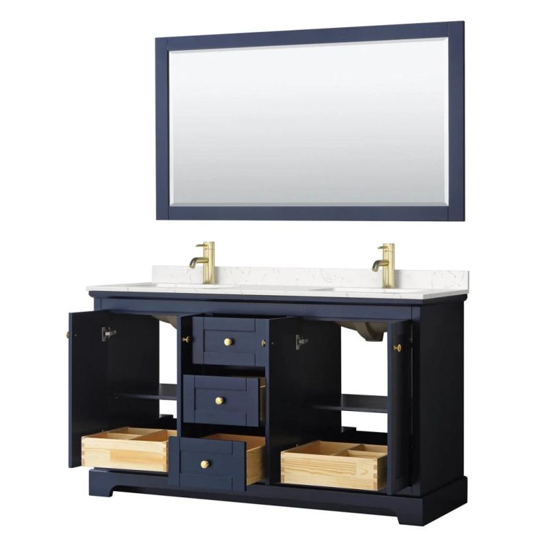 China Factory Wholesala Modern Design Solid Wood Bathroom Vanity-Dark with Double Ceramic Sinks