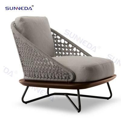 Wholesale modern Furniture Aluminium Frame with Rope Outdoor Garden Single Sofa