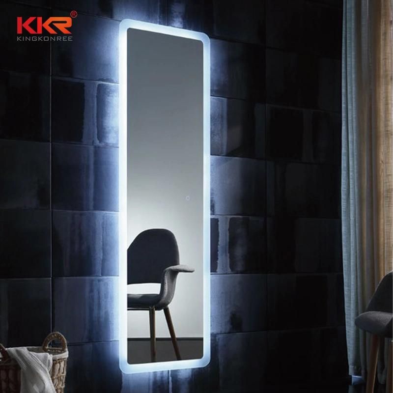 Hotel Aluminum Alloy Frame Rectangle Touch Screen LED Bathroom Mirror with Light