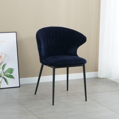 Modern Home Kitchen Furniture Shell Back Dining Chairs with Dark Blue Fabric Dining Room Chairs