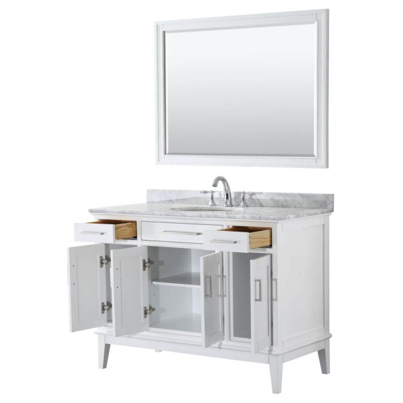 48" Single Bathroom Vanity-White with Double Ceramic Sinks