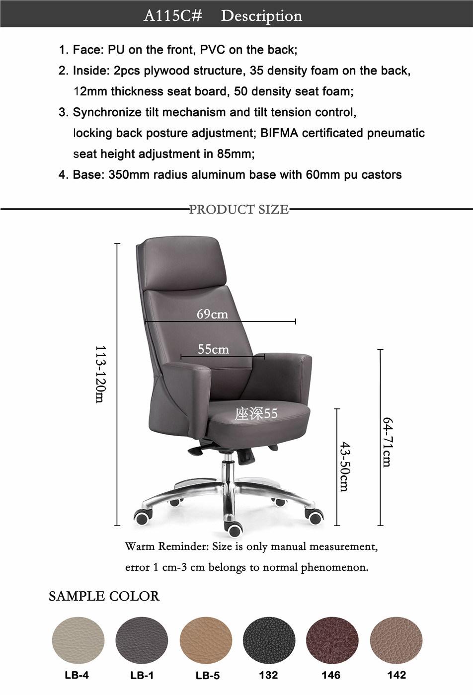 Modern Swivel High Back with Headrest Working Chairs Leather Office Furniture